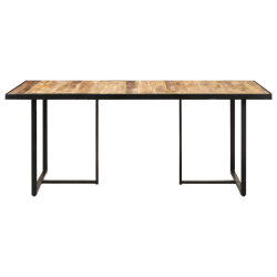 Table salle à manger Style Industriel en bois de manguier brut 160 x 80 x 76 cm {attributes} 2
