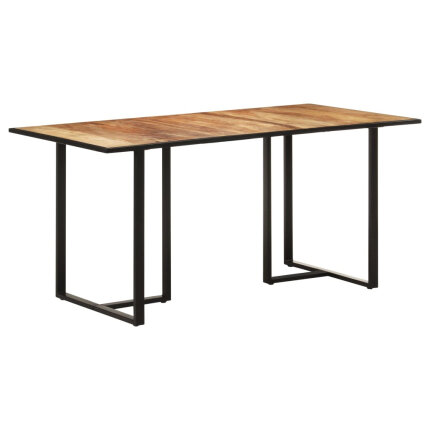Table salle à manger Style Industriel en bois de manguier brut 160 x 80 x 76 cm {attributes}