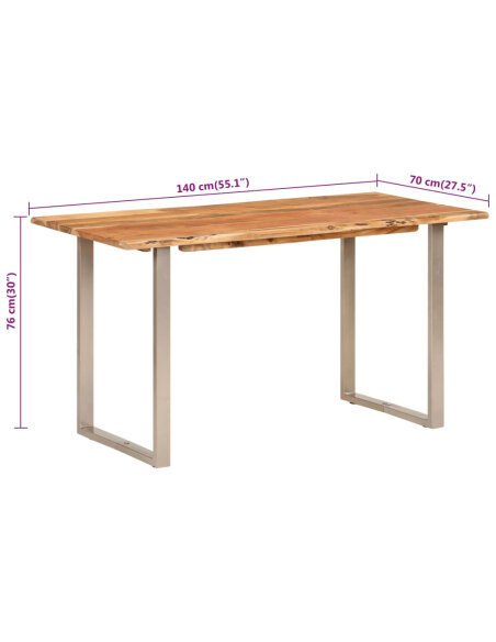 Table salle à manger Style Industriel en bois d'acacia 140 x 70 x 76 cm {attributes}