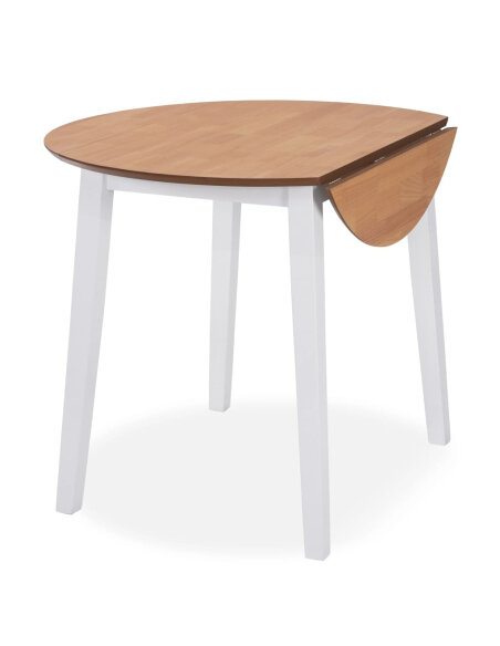 Table à manger Vintage / Rétro ronde à abbattant bois mdf en bois MDF Blanc 90 x 75 cmf {attributes} Table à manger Vintage / Rétro ronde à abbattant bois mdf en bois MDF Blanc 90 x 75 cmf {attributes}