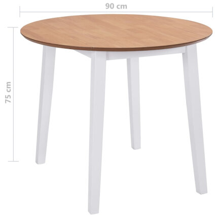 Table à manger Vintage / Rétro ronde à abbattant bois mdf en bois MDF Blanc 90 x 75 cmf {attributes}