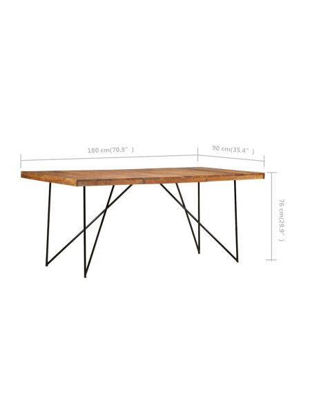 Table à manger style Industriel / Bohème en bois d'acacia massif 180x90x76 cm {attributes} Table à manger style Industriel / Bohème en bois d'acacia massif 180x90x76 cm {attributes}