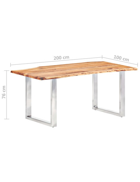 Table à manger style Industriel / Bohème en bois d'acacia massif 200 x 100 x 76 cm (3.8 cm {attributes} Table à manger style Industriel / Bohème en bois d'acacia massif 200 x 100 x 76 cm (3.8 cm {attributes}