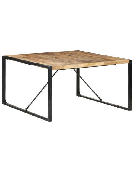 Table à manger Style Industriel en bois de manguier brut  140x140x75 cm {attributes} Table à manger Style Industriel en bois de manguier brut  140x140x75 cm {attributes}