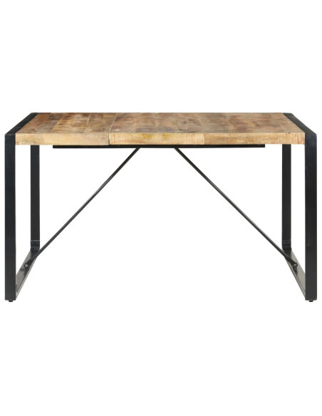 Table à manger Style Industriel en bois de manguier brut  140x140x75 cm {attributes} Table à manger Style Industriel en bois de manguier brut  140x140x75 cm {attributes}