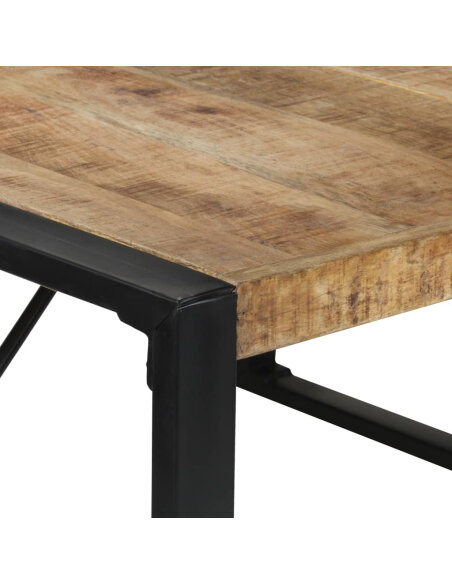 Table à manger Style Industriel en bois de manguier brut  140x140x75 cm {attributes} Table à manger Style Industriel en bois de manguier brut  140x140x75 cm {attributes}