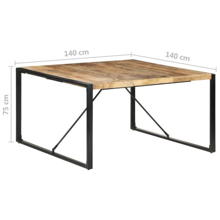 Table à manger Style Industriel en bois de manguier brut  140x140x75 cm {attributes}