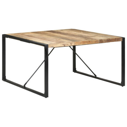 Table à manger Style Industriel en bois de manguier brut  140x140x75 cm {attributes}