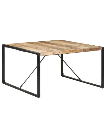 Table à manger Style Industriel en bois de manguier brut  140x140x75 cm {attributes} Table à manger Style Industriel en bois de manguier brut  140x140x75 cm {attributes}