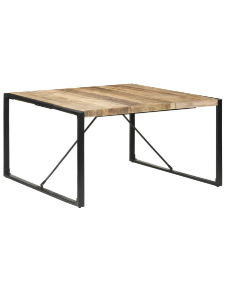Table à manger Style Industriel en bois de manguier brut  140x140x75 cm {attributes} Table à manger Style Industriel en bois de manguier brut  140x140x75 cm {attributes}