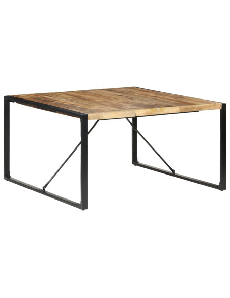 Table à manger Style Industriel en bois de manguier brut  140x140x75 cm {attributes} Table à manger Style Industriel en bois de manguier brut  140x140x75 cm {attributes}