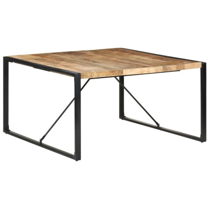 Table à manger Style Industriel en bois de manguier brut  140x140x75 cm {attributes}