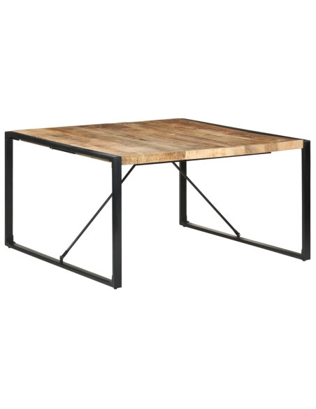 Table à manger Style Industriel en bois de manguier brut  140x140x75 cm {attributes} Table à manger Style Industriel en bois de manguier brut  140x140x75 cm {attributes}