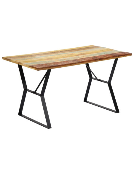 Table à manger Style Industriel en bois de récupération massif Multicolore 140 x 80 x 76 cm {attributes} Table à manger Style Industriel en bois de récupération massif Multicolore 140 x 80 x 76 cm {attributes}