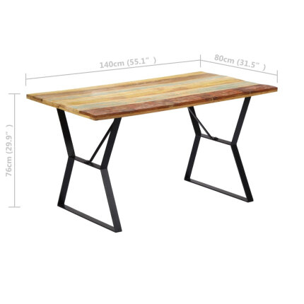 Table à manger Style Industriel en bois de récupération massif Multicolore 140 x 80 x 76 cm {attributes}