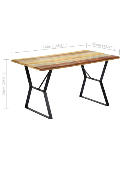 Table à manger Style Industriel en bois de récupération massif Multicolore 140 x 80 x 76 cm {attributes} Table à manger Style Industriel en bois de récupération massif Multicolore 140 x 80 x 76 cm {attributes}