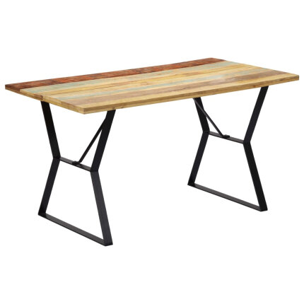Table à manger Style Industriel en bois de récupération massif Multicolore 140 x 80 x 76 cm {attributes}