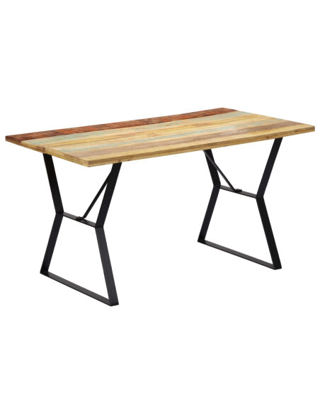 Table à manger Style Industriel en bois de récupération massif Multicolore 140 x 80 x 76 cm {attributes} Table à manger Style Industriel en bois de récupération massif Multicolore 140 x 80 x 76 cm {attributes}