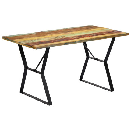 Table à manger Style Industriel en bois de récupération massif Multicolore 140 x 80 x 76 cm {attributes}