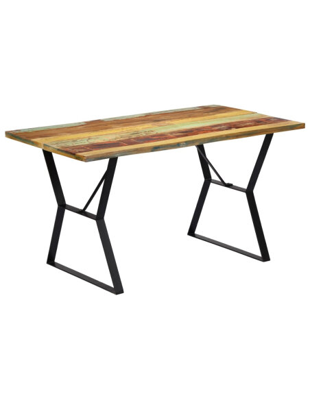 Table à manger Style Industriel en bois de récupération massif Multicolore 140 x 80 x 76 cm {attributes} Table à manger Style Industriel en bois de récupération massif Multicolore 140 x 80 x 76 cm {attributes}