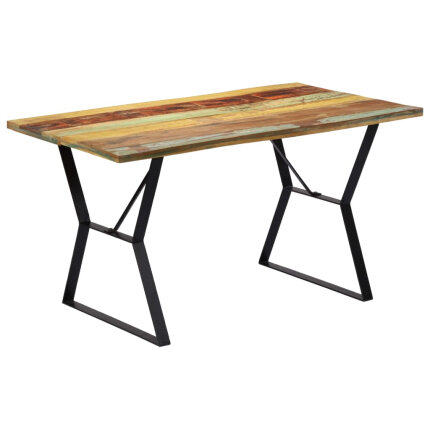 Table à manger Style Industriel en bois de récupération massif Multicolore 140 x 80 x 76 cm {attributes}