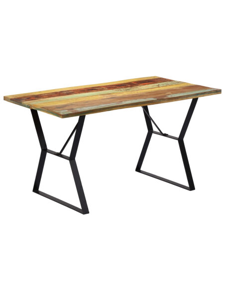 Table à manger Style Industriel en bois de récupération massif Multicolore 140 x 80 x 76 cm {attributes} Table à manger Style Industriel en bois de récupération massif Multicolore 140 x 80 x 76 cm {attributes}