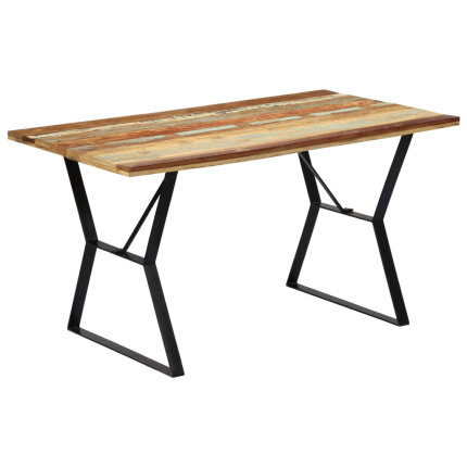 Table à manger Style Industriel en bois de récupération massif Multicolore 140 x 80 x 76 cm {attributes}