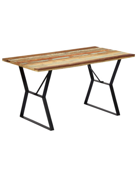 Table à manger Style Industriel en bois de récupération massif Multicolore 140 x 80 x 76 cm {attributes} Table à manger Style Industriel en bois de récupération massif Multicolore 140 x 80 x 76 cm {attributes}