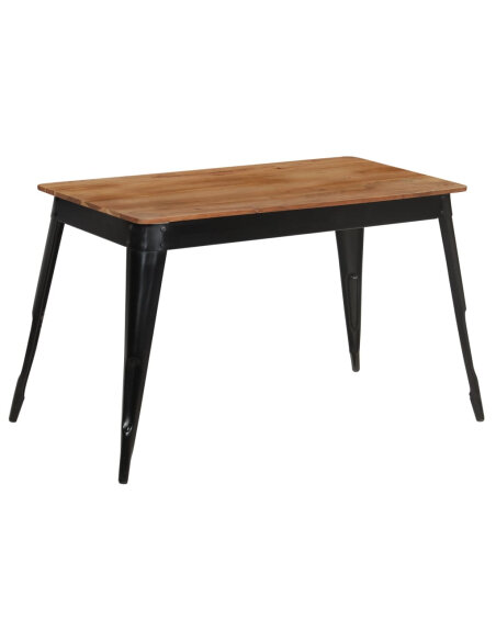 Table à manger Style Industriel en bois d'acacia massif et acier Noir 120 x 60 x 76 cm {attributes}