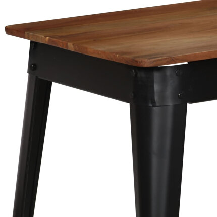 Table à manger Style Industriel en bois d'acacia massif et acier Noir 120 x 60 x 76 cm {attributes}