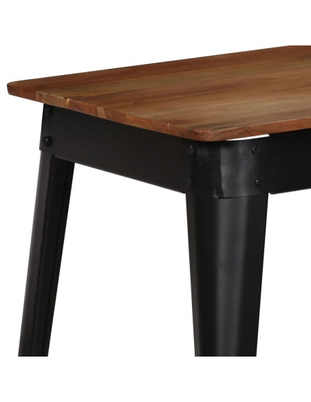 Table à manger Style Industriel en bois d'acacia massif et acier Noir 120 x 60 x 76 cm {attributes}