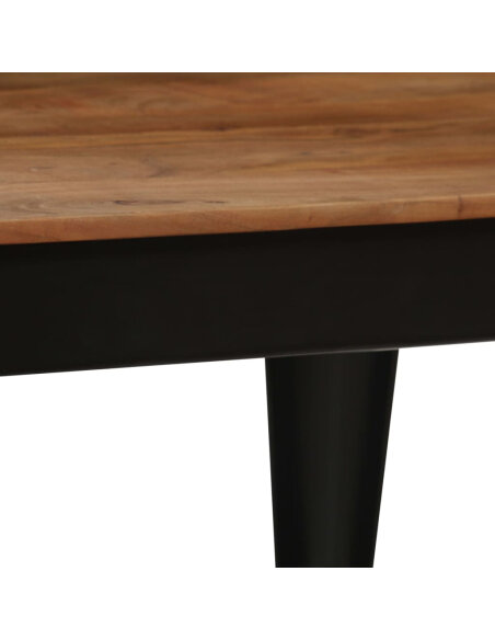 Table à manger Style Industriel en bois d'acacia massif et acier Noir 120 x 60 x 76 cm {attributes}