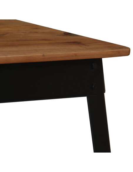 Table à manger Style Industriel en bois d'acacia massif et acier Noir 120 x 60 x 76 cm