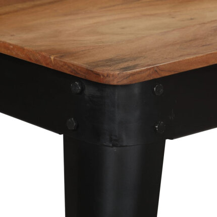 Table à manger Style Industriel en bois d'acacia massif et acier Noir 120 x 60 x 76 cm {attributes}