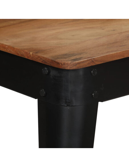 Table à manger Style Industriel en bois d'acacia massif et acier Noir 120 x 60 x 76 cm {attributes}