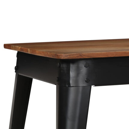 Table à manger Style Industriel en bois d'acacia massif et acier Noir 120 x 60 x 76 cm {attributes}