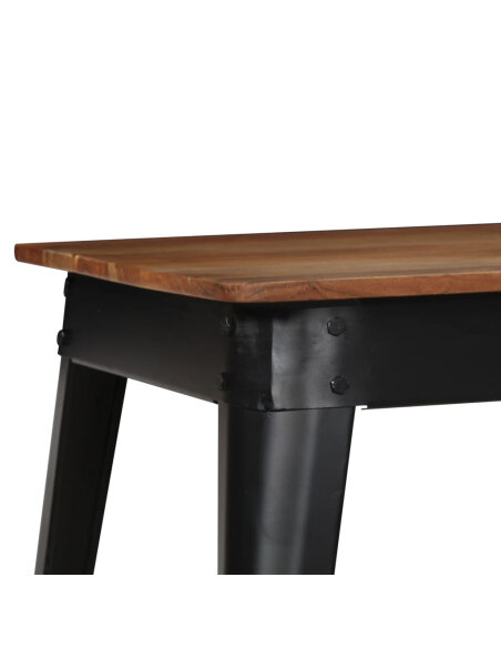 Table à manger Style Industriel en bois d'acacia massif et acier Noir 120 x 60 x 76 cm {attributes}