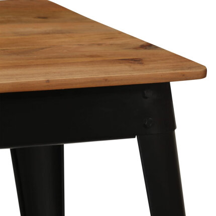 Table à manger Style Industriel en bois d'acacia massif et acier Noir 120 x 60 x 76 cm {attributes}