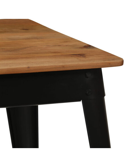 Table à manger Style Industriel en bois d'acacia massif et acier Noir 120 x 60 x 76 cm {attributes}
