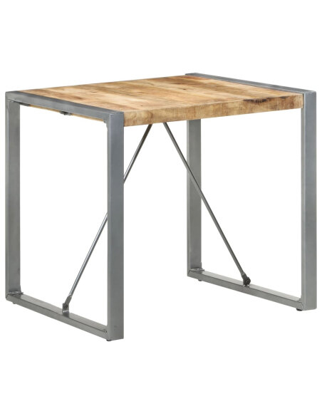 Table à manger Style Industriel en bois de manguier brut 80 x 80 x 75 cm {attributes} Table à manger Style Industriel en bois de manguier brut 80 x 80 x 75 cm {attributes}