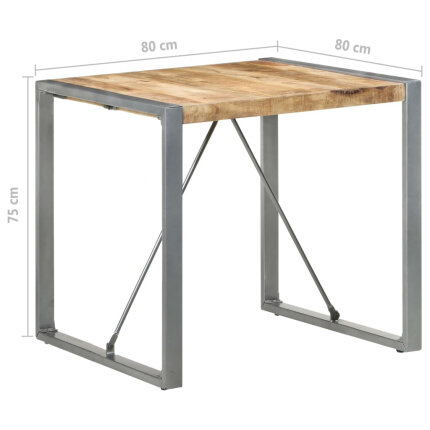 Table à manger Style Industriel en bois de manguier brut 80 x 80 x 75 cm {attributes}