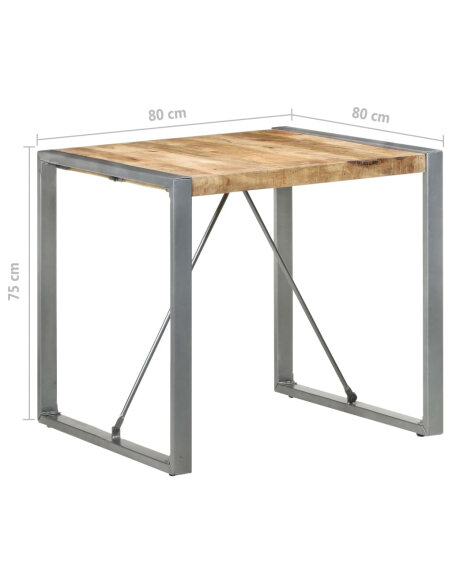 Table à manger Style Industriel en bois de manguier brut 80 x 80 x 75 cm {attributes} Table à manger Style Industriel en bois de manguier brut 80 x 80 x 75 cm {attributes}