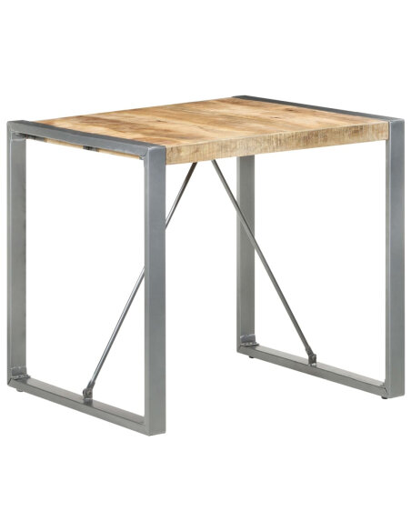 Table à manger Style Industriel en bois de manguier brut 80 x 80 x 75 cm {attributes} Table à manger Style Industriel en bois de manguier brut 80 x 80 x 75 cm {attributes}