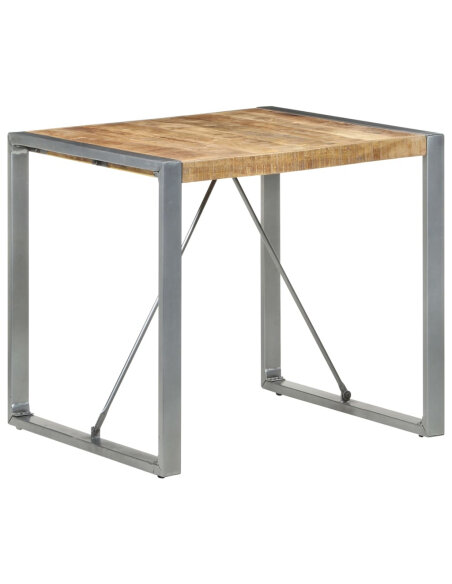 Table à manger Style Industriel en bois de manguier brut 80 x 80 x 75 cm {attributes} Table à manger Style Industriel en bois de manguier brut 80 x 80 x 75 cm {attributes}