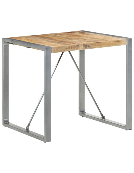 Table à manger Style Industriel en bois de manguier brut 80 x 80 x 75 cm {attributes} Table à manger Style Industriel en bois de manguier brut 80 x 80 x 75 cm {attributes}