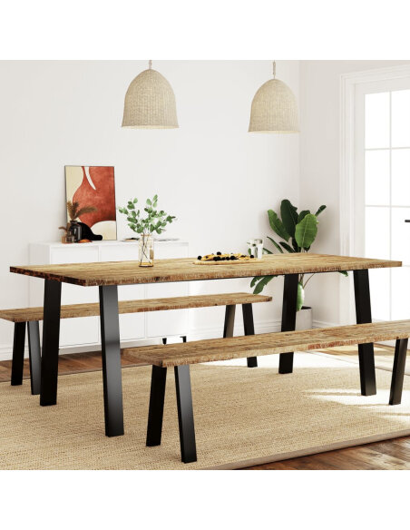 Table à manger Style Industriel en bois d'acacia 200 x 90 x 75 cm {attributes} Table à manger Style Industriel en bois d'acacia 200 x 90 x 75 cm {attributes}