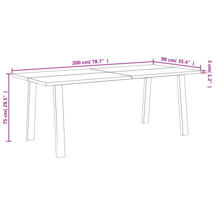 Table à manger Style Industriel en bois d'acacia 200 x 90 x 75 cm {attributes}