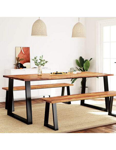 Table à manger Style Industriel en bois d'acacia 200 x 90 x 75 cm {attributes} Table à manger Style Industriel en bois d'acacia 200 x 90 x 75 cm {attributes}