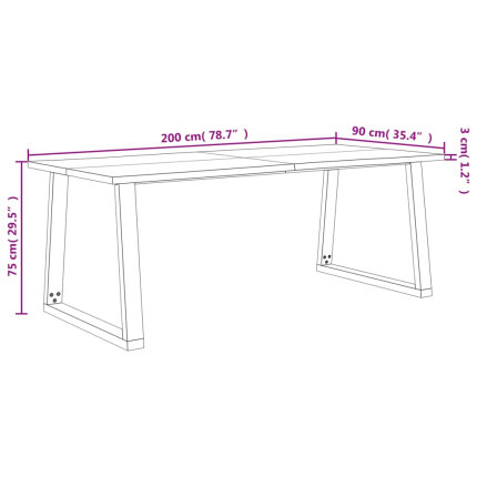 Table à manger Style Industriel en bois d'acacia 200 x 90 x 75 cm {attributes}