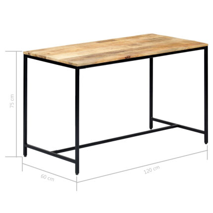 Table à manger Style Industriel en bois de manguier massif brut 120 x 60 x 75 cm {attributes}